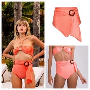 PatBo High-Waisted Belted Bikini Bottom and top